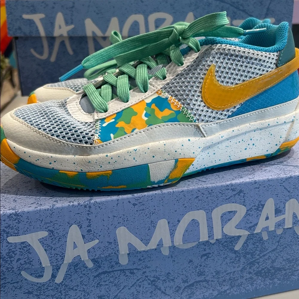 Nike Ja 1 'Water Battle' Blue‎ Orange Sneakers Size 4.5Y DX2294-100 w/Box